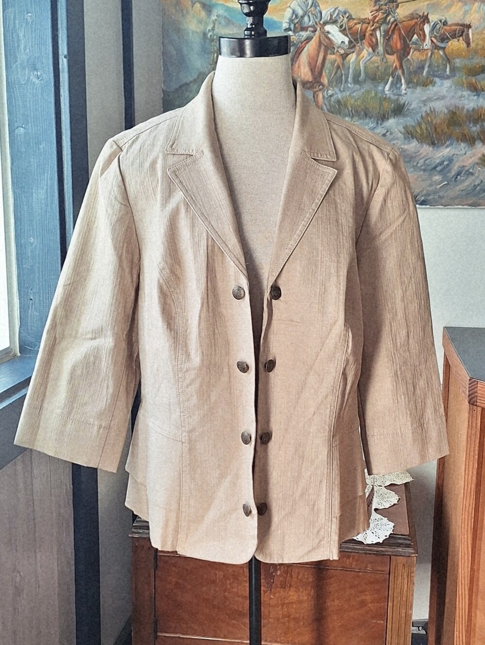 Roz & Ali Open Front Peplum Hem Fitted Blazer, 1X, WPL-11128, NWT